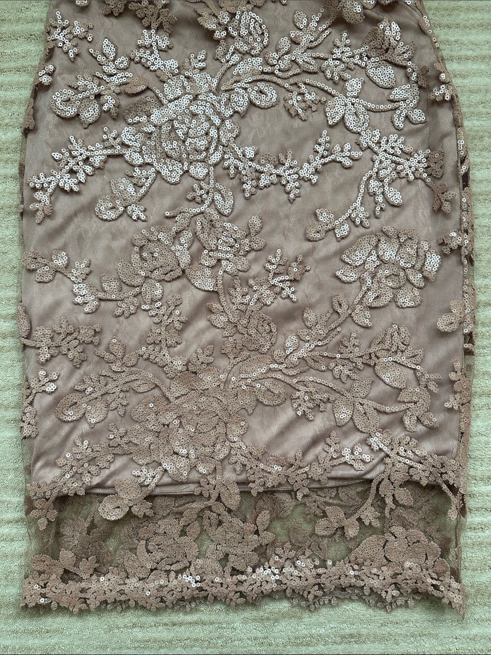 Tadashi Shoji Blush Pink Sequin Floral Lace Midi Dress Cocktail Wedding Size 4 - Picture 11 of 17